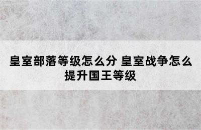 皇室部落等级怎么分 皇室战争怎么提升国王等级